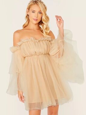 Fairy princess tulle puff sleeve dress